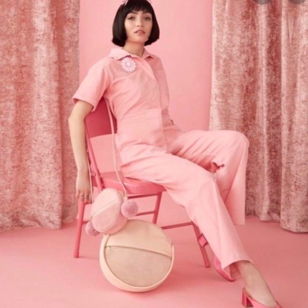 NOOWORKS Pink Corduroy Coveralls Jumpsuit Romper